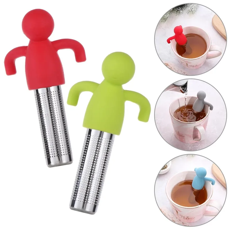 Play A Little Man Shape Silicone Stainless Steel Tea Infuser Strainer Sieve Leaf - £23.17 GBP