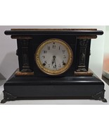 Vtg Seth Thomas Wooden Case Brass Porcelain Dial no Key Mantle Clock for... - $120.88 CAD