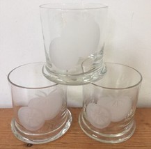 Set Of 3 Vintage Etched Frosted Sliced Clear Tomato Juice Drink Cups Gla... - $36.99