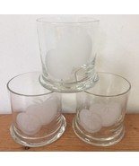 Set Of 3 Vintage Etched Frosted Sliced Clear Tomato Juice Drink Cups Gla... - £29.05 GBP
