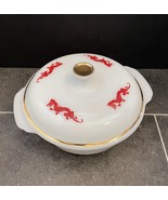 Vintage 50s Fire King Red Dragon 1.5qt casserole with lid - $55.00