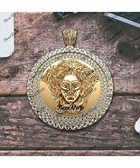 14K Yellow Gold Finish 1.50 Ct Diamond Versace Style Medusa Head Pendant - £277.61 GBP