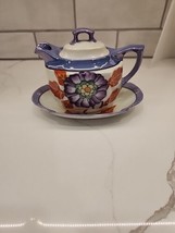 Vintage Japan Trico Nagoya Lusterware Teapot And Underplate Flowers And ... - $30.00