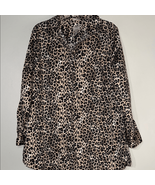 Chico&#39;s Black and Brown 3/4 Sleeve Notched Collar Shirt - $15.68