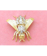 ESTATE .70ctw DIAMOND 18K GOLD BUMBLEBEE QUEEN HONEY BEE INSECT 1” PIN B... - €1.435,29 EUR