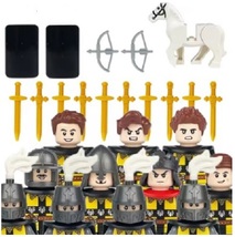 MOC Medieval Horse Shield Knight Figures Building Blocks Minifigures Bri... - $21.84