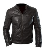 Leather Jacket Biker Mens Sheep Skin Motorcycle Men Coat New Real Racer ... - $2,580.42 MXN