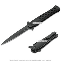 9&quot; Milano Style Spring Assisted Opening Tactical Folding Knife Black Anodized - £7.89 GBP