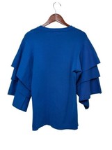 Blue Sweater Ruffle Sleeves Women&#39;s Sz 3XL 3/4 By Love University - £9.44 GBP