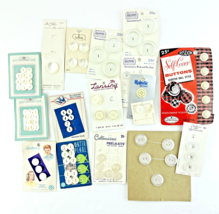Vintage White  Button Lot of 70+ Luckyday Bluebird Risdon Lansing Water ... - $24.05
