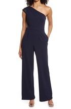 Vince Camuto VC0-1369 One-Shoulder Sequin CapSleeve Jumpsuit SZ 16 Navy - $69.27