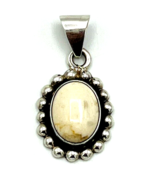 Vintage MEXICO 925 Sterling Silver Off White Stone Pendant - $33.66