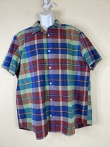 Gap Men Size XXL Colorful Plaid Slim Stretch Soft Poplin Shirt Short Sleeve - $8.31