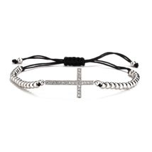 cmoonry Handmade Braided Black Rope CZ Cross Charm Bracelet Gold/Silver Color Co - £11.20 GBP