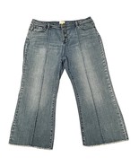 ModCloth Wide Leg  Raw Hem Crop High Rise Flair Denim Jeans 34x24 Women&#39;s - $60.83 CAD