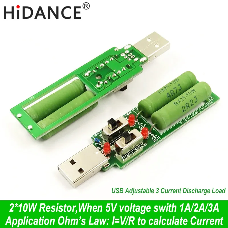 USB resistor dc electronic load With switch adjustable 3 current 5V1A/2A... - £127.63 GBP