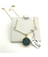 Lotus Jewelry Blue Druzy Pendant on Gold-Tone Chain, New - $18.05