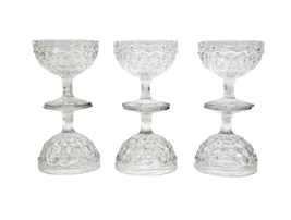 Fostoria American Clear Glass Stemmed Sherbet Cup 3-1/2&quot; Set of 6  Desert Bowls - £25.81 GBP