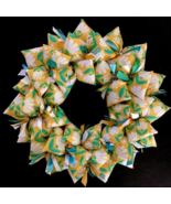 Happy Summer Daisy Fabric Wreath Yellow Teal White Door Or Wall Decor - £40.23 GBP