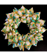 Happy Summer Daisy Fabric Wreath Yellow Teal White Door Or Wall Decor - $51.15