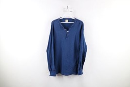 Vtg 70s Streetwear Mens L Distressed Wool Blend Thermal Knit Henley T-Shirt USA - £31.11 GBP