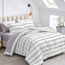 Ombre Boho Striped Bed In A Bag 7 Pieces Queen Size, Aztec Geometric Arrows Blac - £72.33 GBP