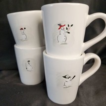 Williams Sonoma Snowman Snow Woman Coffee Cup Tea Cocoa Mug Set Of 4 Retired EC - £19.31 GBP