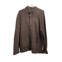 Eddie Bauer Mens Size Large Chunky Knit Sweater Brown Button Up Cardigan Wool Sw - £21.34 GBP