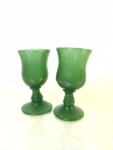 Antique Primitive Handblown Green Bubble Glass Mini Goblets Cordial Glasses - £19.18 GBP