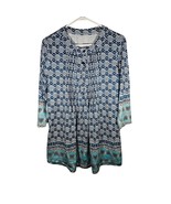 Show Lai Womens 3/4 Sleeve Tunic Blues Hobo Floral Size Large - $243.58 MXN