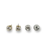 Vintage Sterling Silver CZ Heart &amp; 925 Gold-tone (2 Pairs) Pierced Stud ... - £23.23 GBP