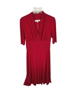 Evan Picone Red V-Neck 3/4-Sleeve Knee-Length Dress Sz. 8 - $535.15 MXN