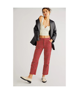 New Free People Anna Sui Neo Plaid Pants $504 SIZE 2 Red - £90.41 GBP
