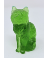 Mosser Glass Green Opal Ear Tips Sitting Cat Figurine Emerald 101 - €85,94 EUR