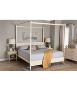 Albert Ivory Fluted Wood King Size Canopy Bed - $894.00