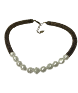 Coldwater Creek White Baroque Pearl and Bronze Necklace - $12.34