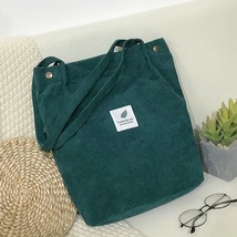 Corduroy Shoulder Bag Eco Shopping Bag Student Bookbag Casual Handbag Travel Cos - £9.48 GBP