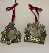 2 GORHAM Silver Plate Santa Christmas Ornaments Décor Snowman Picture Fr... - $8.00