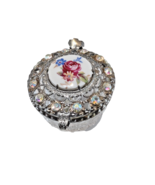 Small Floral Ring Holder With Rhinestones Made In Czech Republic - £27.63 GBP