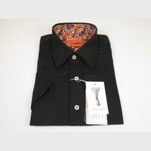 Men Premium Quality Soft Linen Sports Shirt By INSERCH Short Sleeves SS717 Black image 4