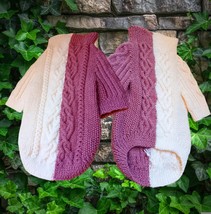 Dog Jumper Pink and White, Small dog sweater hand knitted soft, Handmade... - £35.98 GBP