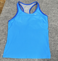 NIKE Dri Fit Shirt Womens Medium Blue Tank Athletic Built In Bra Racerba... - $15.07