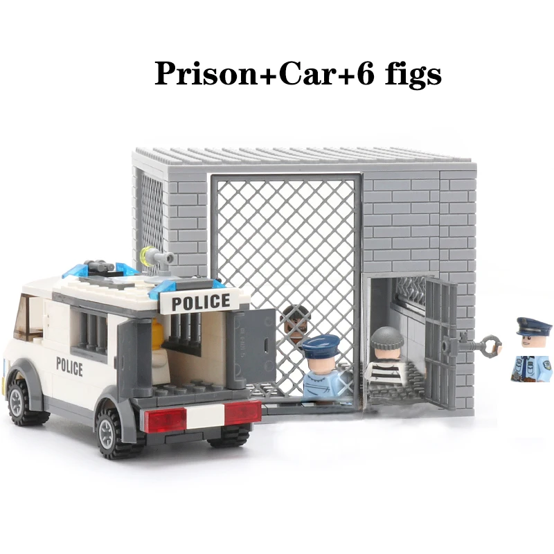 City Police Prison Gangster Thief Prisoner Patrol Car Model Building Block -F - £35.28 GBP