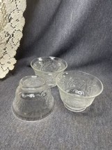 Lot Of 3 - Anchor Hocking Glass Clear SANDWICH Custard Cups Daisy Excellent Cond - £7.11 GBP