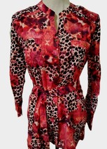 Jaclyn Smith Pretty Women&#39;s Floral Belted Top  Button Up Long Sleeve Medium - $103.07 MXN