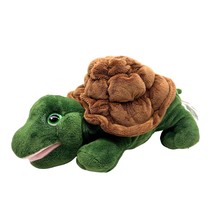 Aurora 12&quot; Green Turtle Brown Shell Hand Puppet 2014 Sea Plush Stuffed Animal - £9.40 GBP