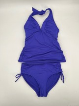 Athleta Tankini Swimsuit Sz S Purple Halter Ruched V-Neck Bikini Bottom - $27.44
