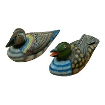 Green Mallard Wood Duck Decoys 4.5” Hand Painted LOT 2 - £20.99 GBP