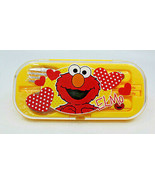 Sesame Street Elmo Bento Lunch Chopsticks Fork Spoon Utensil Set Case Ye... - £24.37 GBP