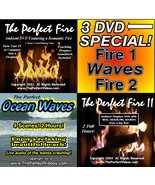 3 DVD Combo The Perfect Fire 1 &amp; 2 Real Ambient Fireplace Video &amp; Ocean ... - £14.85 GBP